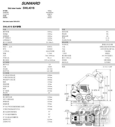 山河智能SWL4018滑移裝載機主要參數(shù)