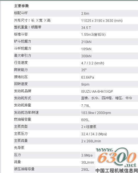 山河智能SWE360LC履帶液壓挖掘機(jī)參數(shù)